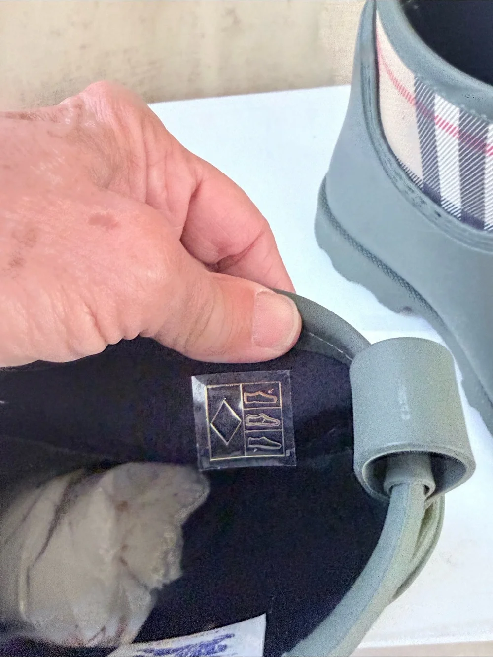 Burberry Olive Green Short Rain Boots with Signature Check Trim